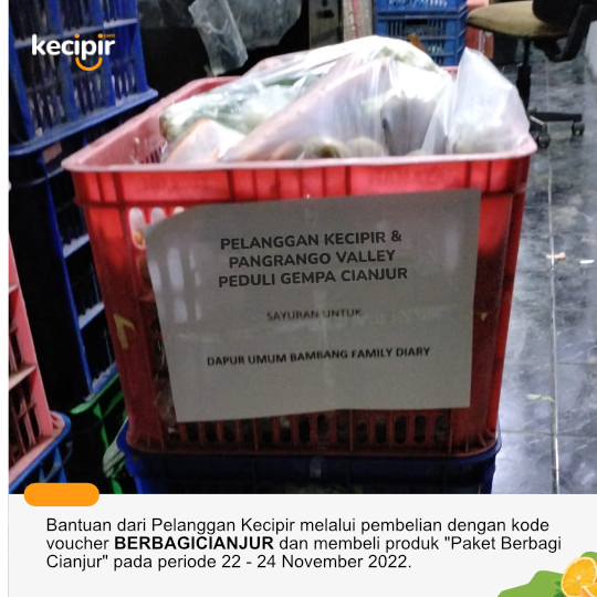 Pengiriman sayur dari Para Pelanggan Kecipir melalui PembelianPaket Berbagi Kecipir di Dapur umum Bambang Dairy Farm