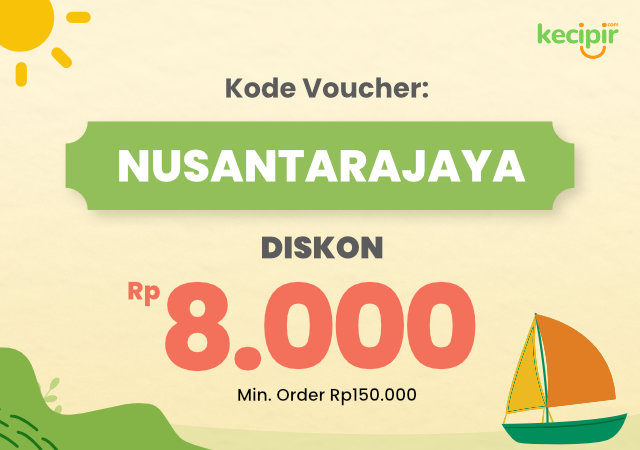 Dapatkan Diskon 8000 rupiah dengan kode voucher NUSANTARAJAYA dengan minimal order 150ribu