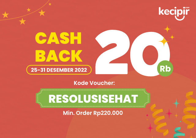 Dapatkan Cashback 20ribu dengan kode Voucher RESOLUSISEHAT