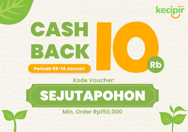 Dapatkan Cashback 10ribu dengan kode voucher SEJUTAPOHON