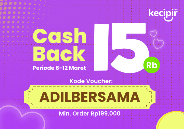 Cashback 15ribu dengan kode voucher ADILBERSAMA